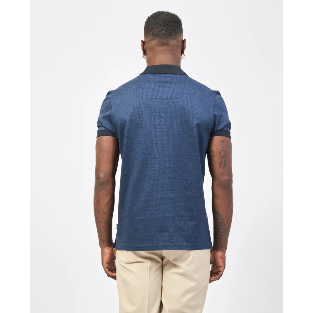 Hugo Boss Blauwe Polo met Driekleurig Patroon Blue Heren