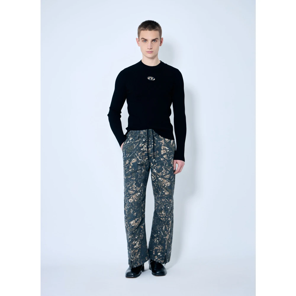 Diesel Ronde Ribtrui met D Plaque Black Heren