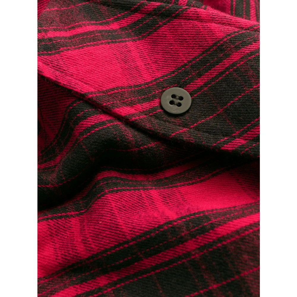 Marcelo Burlon Rood Wit County Check Shirt Red Heren