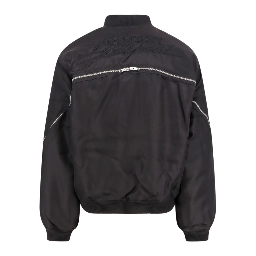 Represent Geborduurde nylon jas met ritssluiting Black Heren