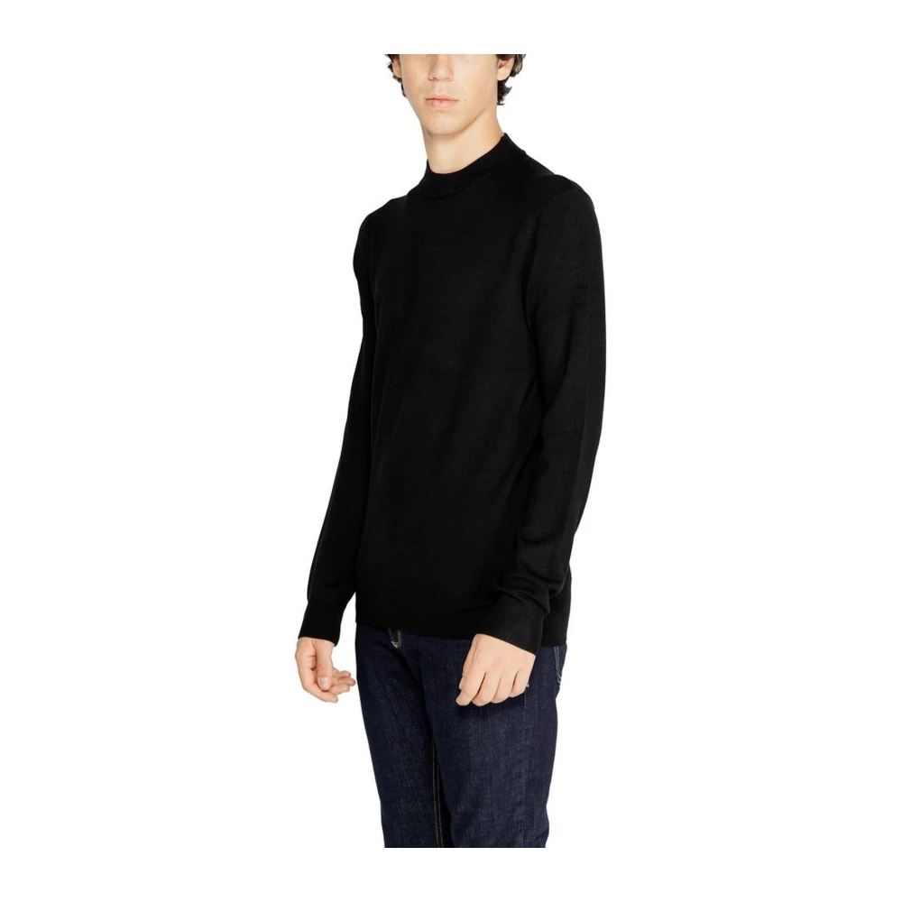 Antony Morato Zwart Viscose Blend Gebreid T-Shirt Black Heren