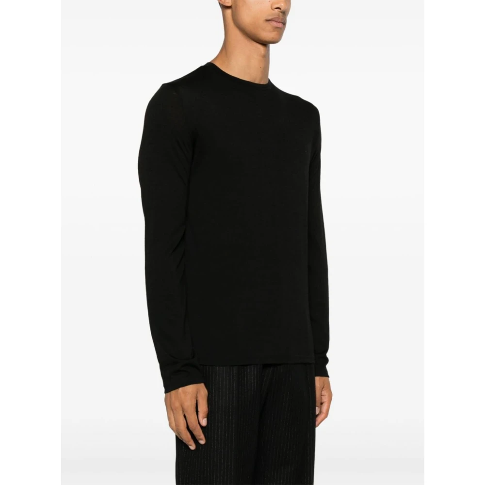 Saint Laurent Zwart T-shirt van woljersey met geborduurd logo Black Heren