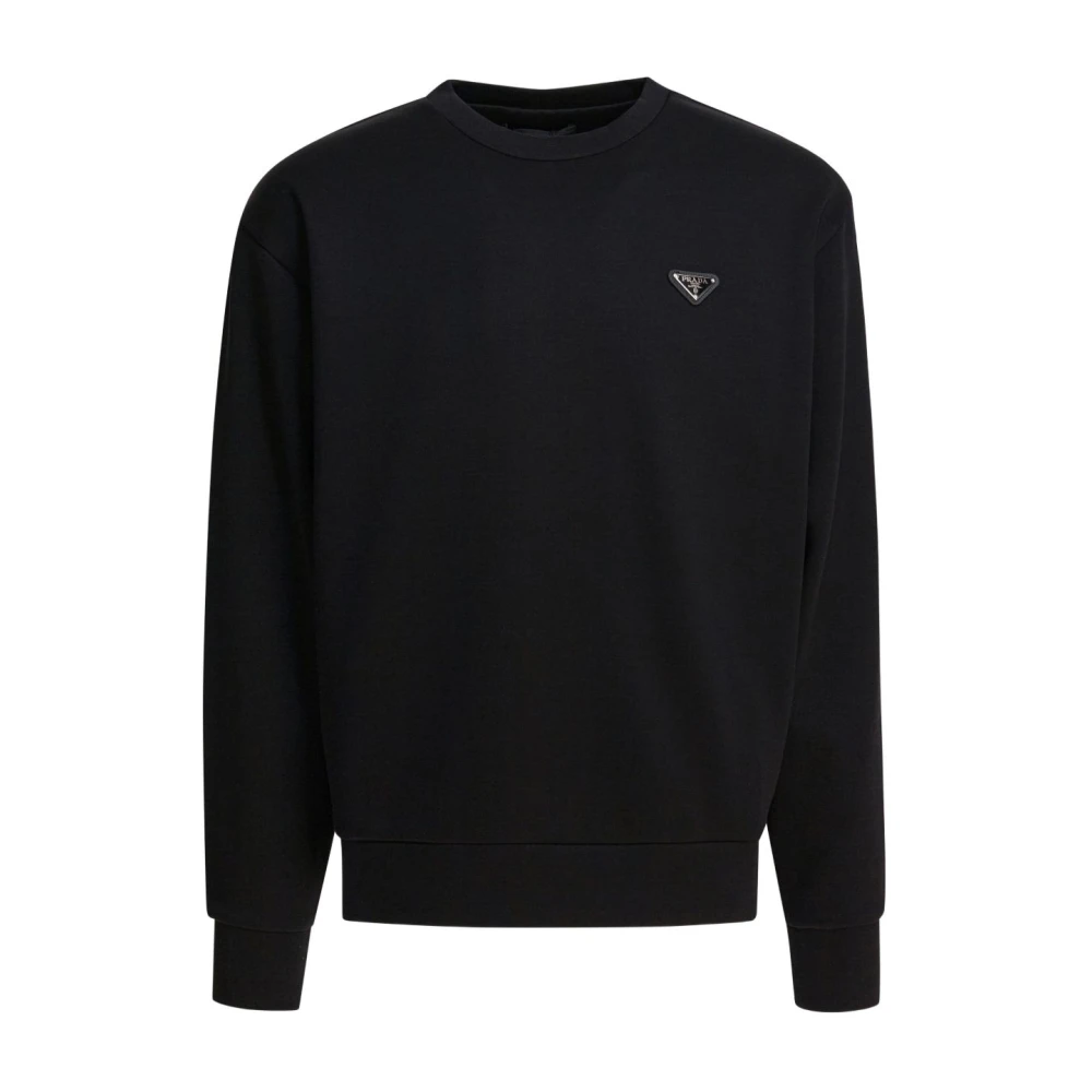 Prada , Sweatshirts, Male, Black, Xl, Technical Cotton Sweatshirt