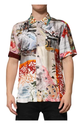 Multifärgad Shell Print Hawaii Casual Skjorta