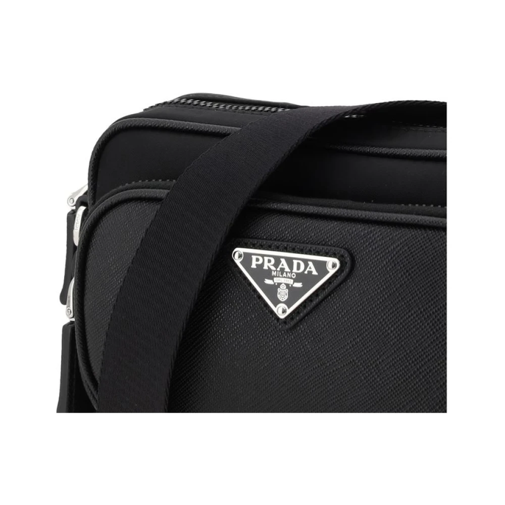 Prada Leren Schoudertas Black Heren