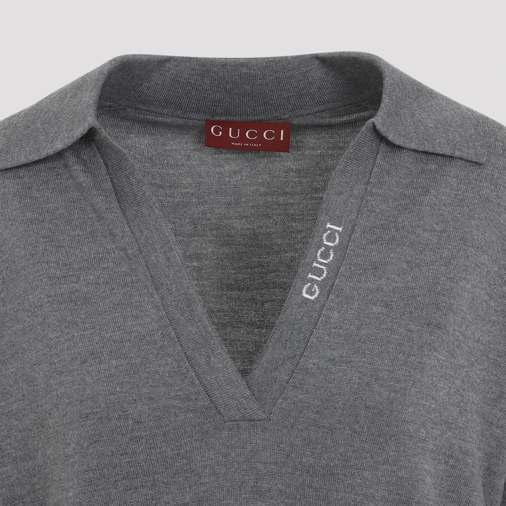 Gucci Wollen Polo Hals Trui Gray Dames