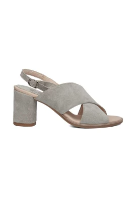 Korsad Mocka Sandal Tjock Klack