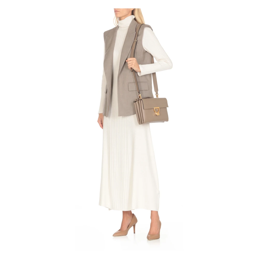 Coccinelle Beige Leren Handtas met Afneembaar Handvat Beige Dames