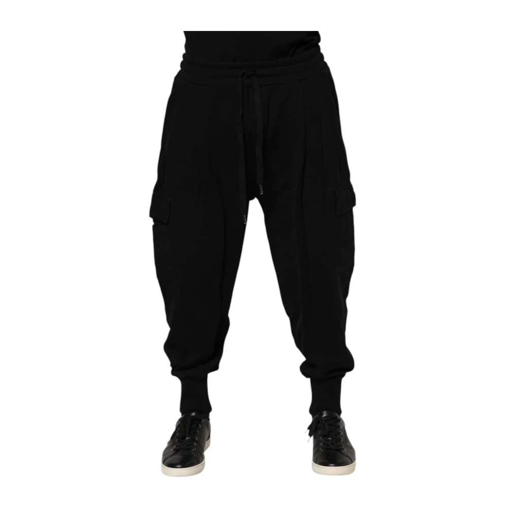 Dolce & Gabbana Men's Black Sweatpants, 3XL, Logo Jogger Joggers With Drawstring Closure