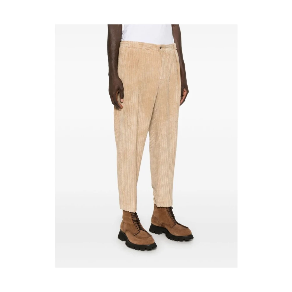 Briglia Beige Corduroy Tapered Leg Broek Beige Heren