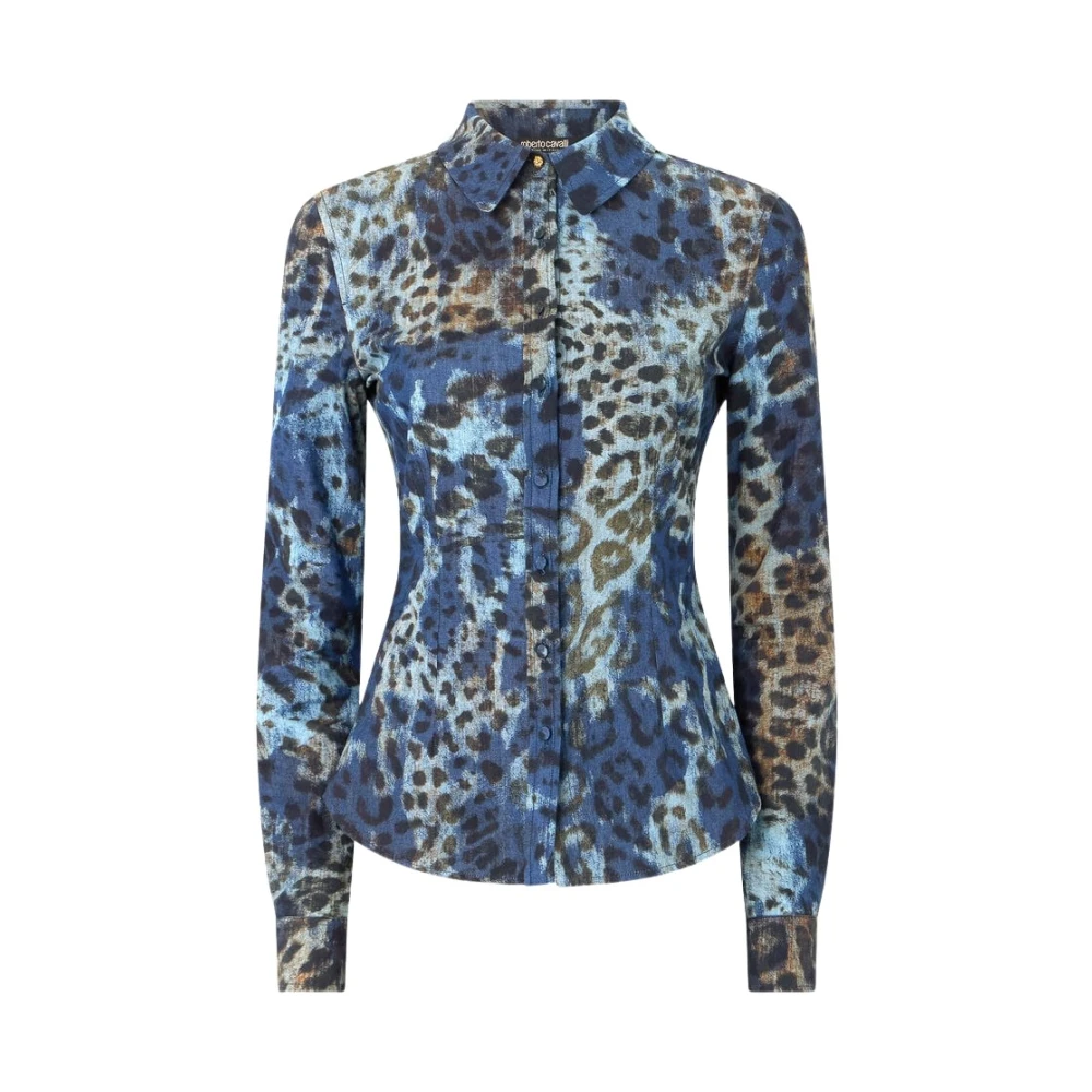 Roberto Cavalli Jaguar Skin Print Cotton Shirt - Female - Shirts - Multicolor - M - Blouses & Shirts