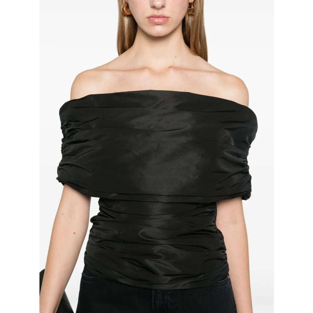 Coperni Zwarte Taffeta Top met Zijrits Black Dames