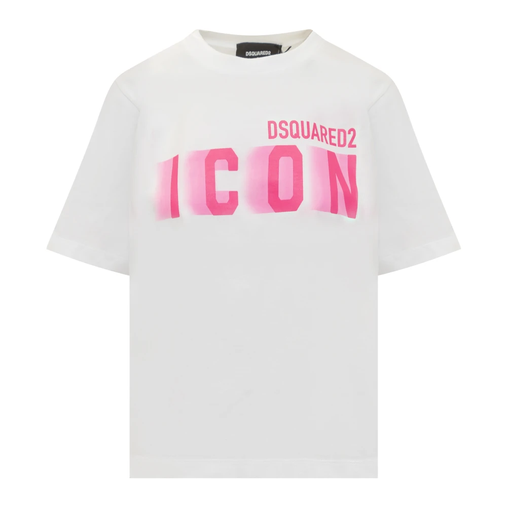 Dsquared2 Wit T-shirt met Ronde Hals en Tekst White Dames