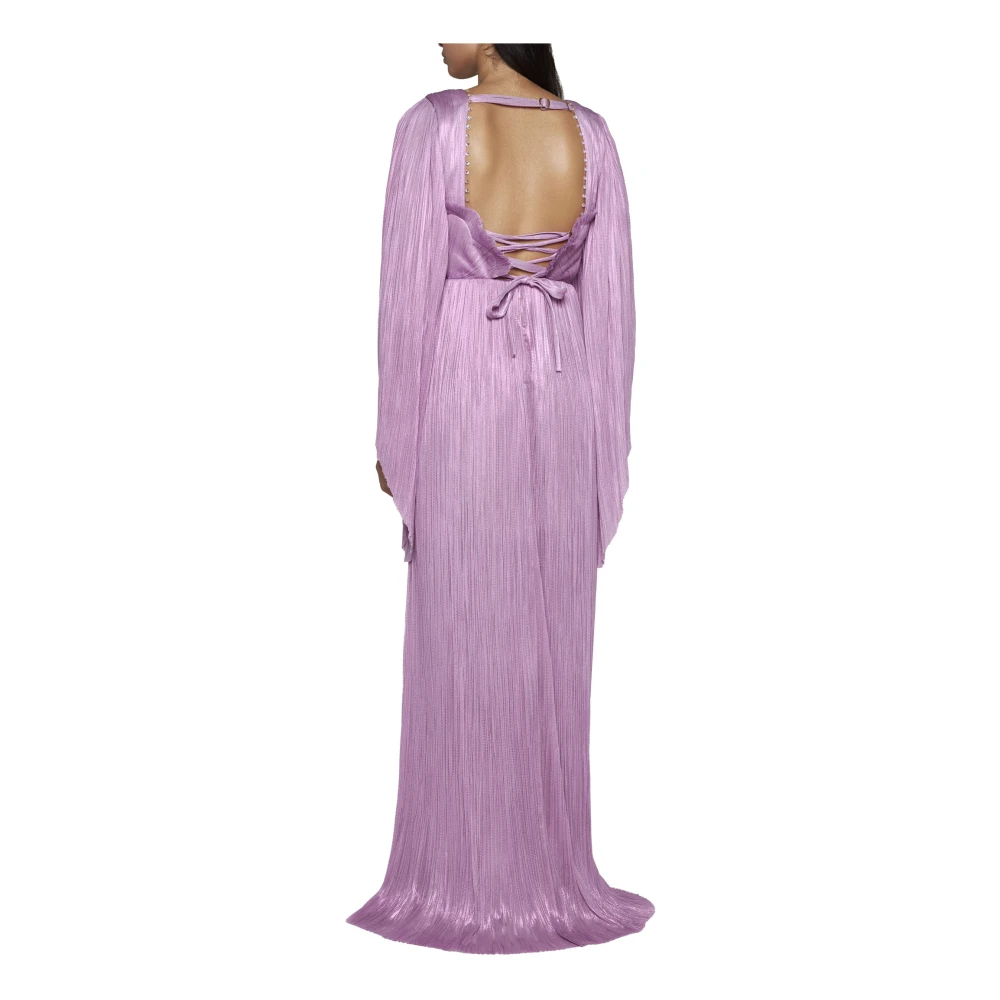 Maria Lucia Hohan Iridescent Zijden Geplooide V-Hals Jurk Pink Dames