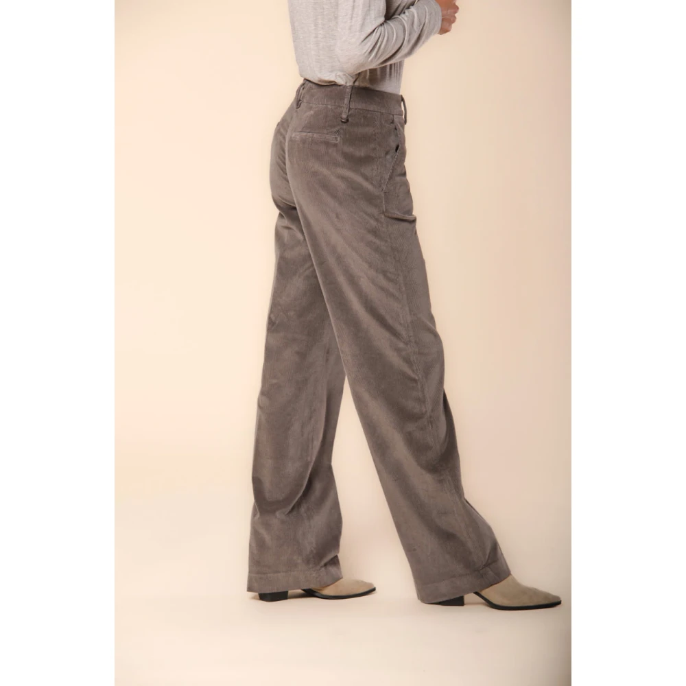 Mason's Fluweelrib Straight Fit Chino Broek Gray Dames