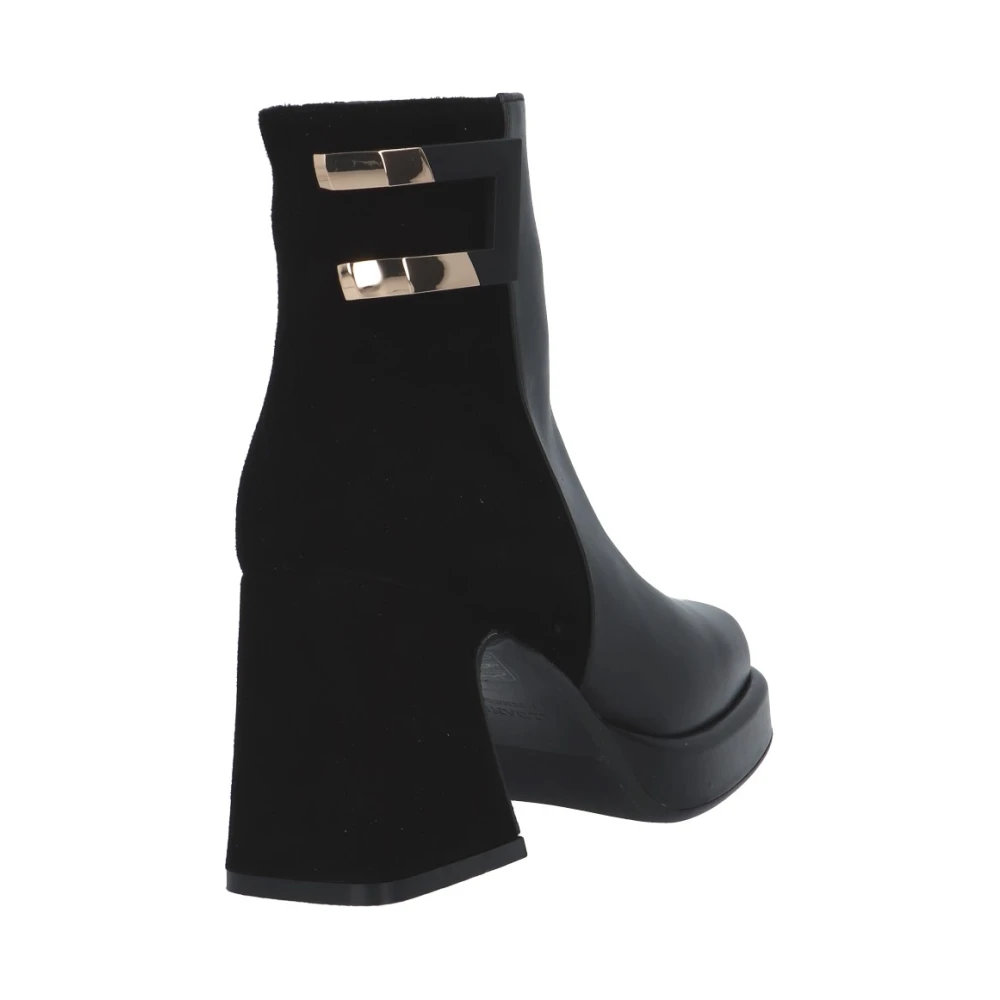 Albano Zwarte Leren Enkellaars Black Dames