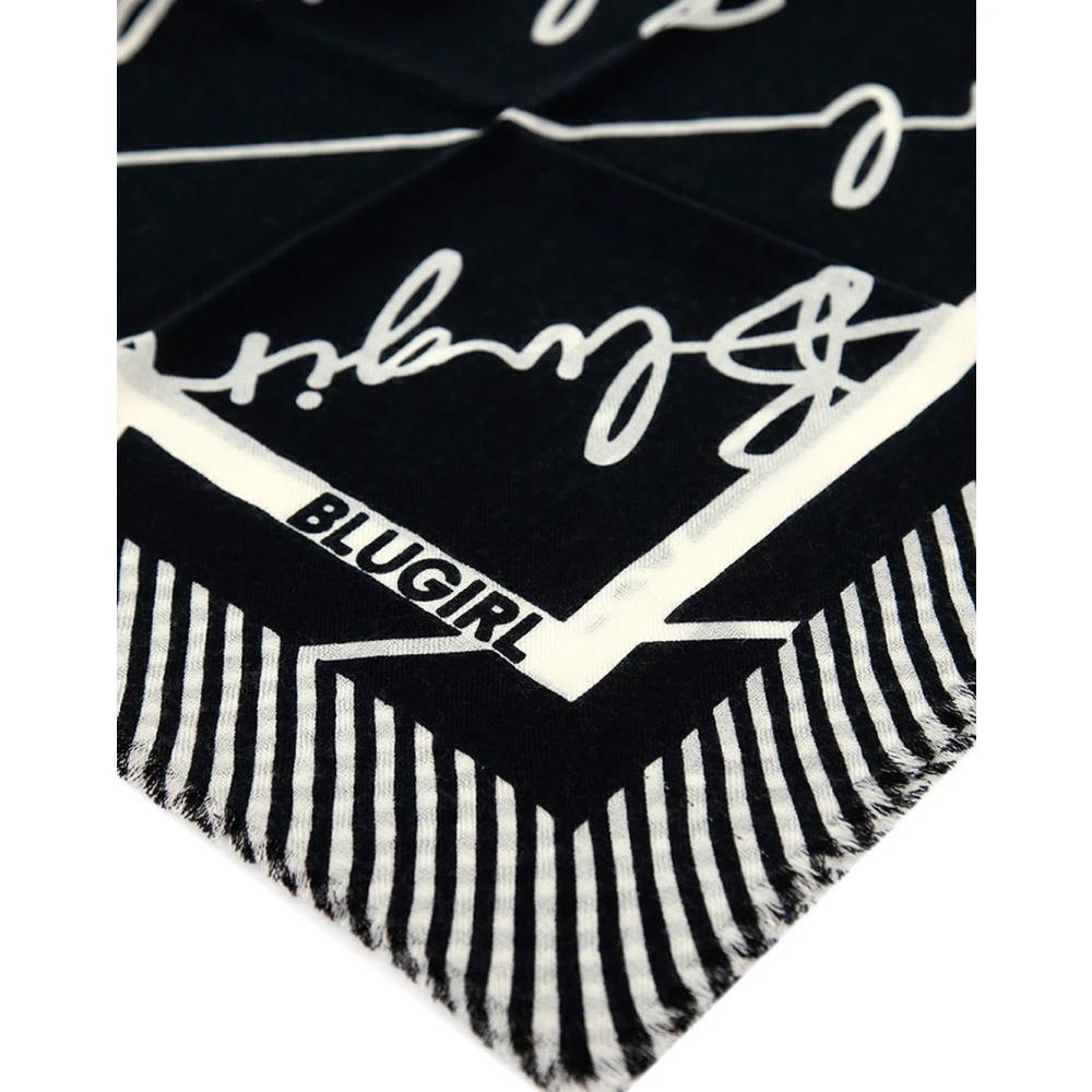 Blugirl Elegante Zijden Sjaal met Logoprint Black Dames