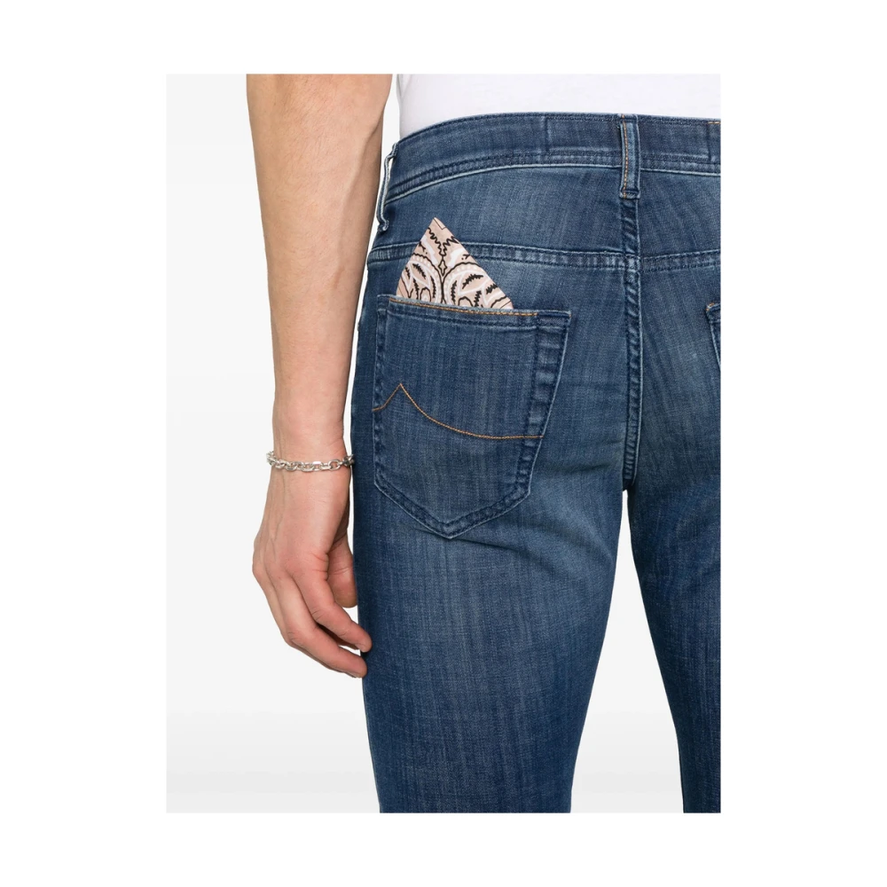 Jacob Cohën Indigo Blauwe Klassieke Vijf-Pocket Jeans Blue Heren
