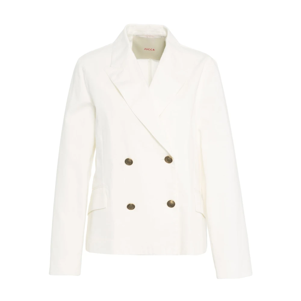 Jucca Witte Double-Breasted Blazer Stijlvolle Denim White Dames