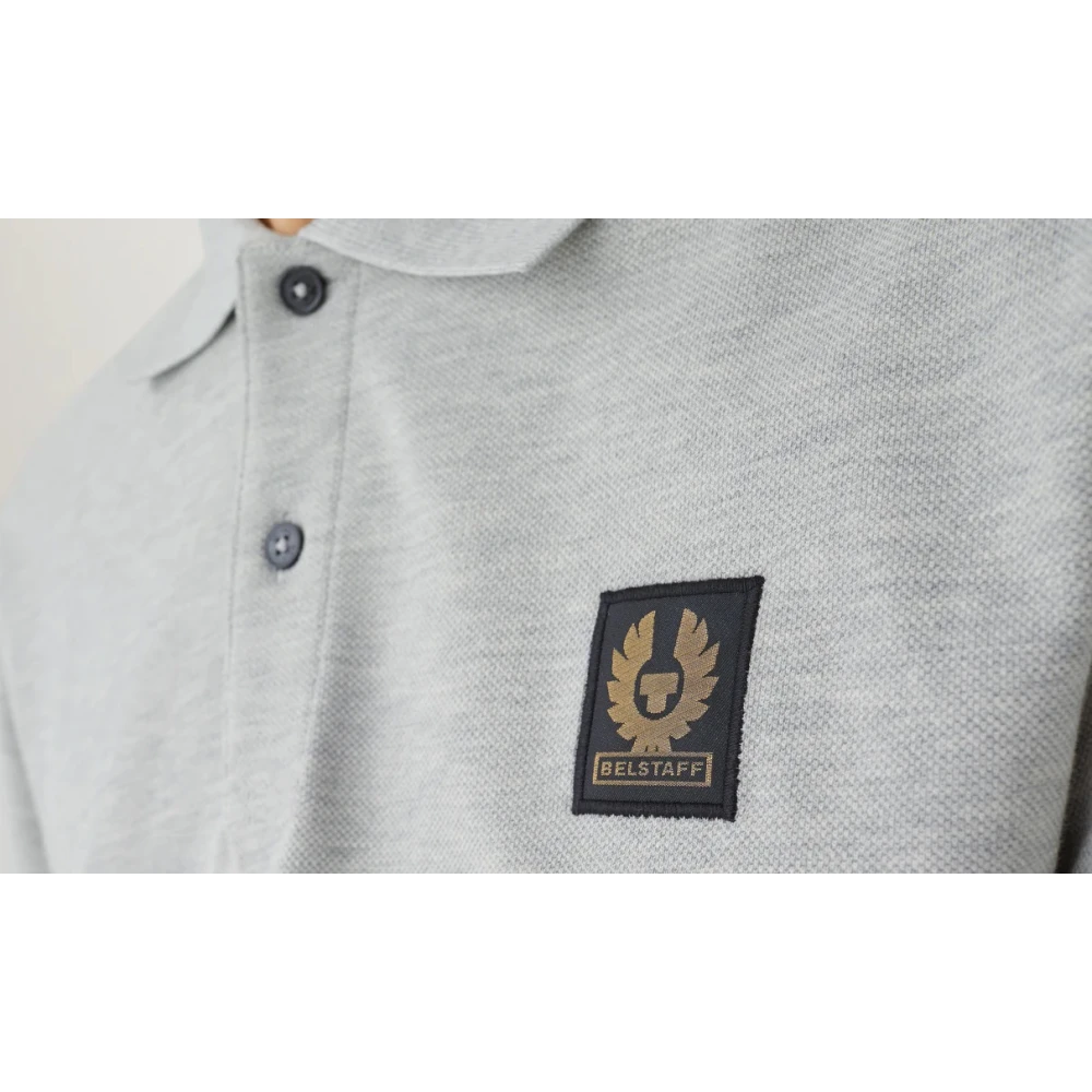 Belstaff Gestructureerde katoenen polo met Phoenix-embleem Gray Heren