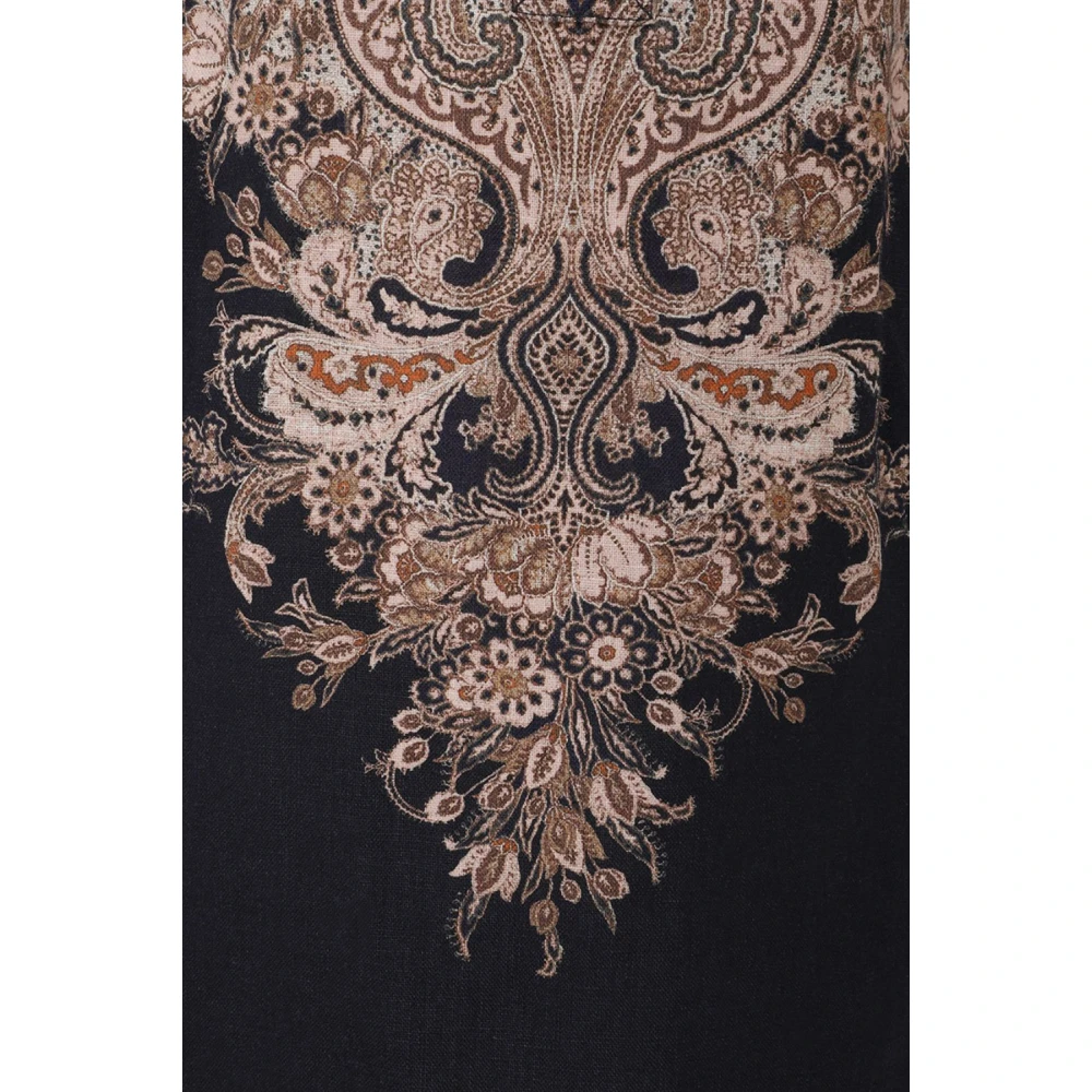Zimmermann Navy Paisley Linnen Tuniekjurk Multicolor Dames