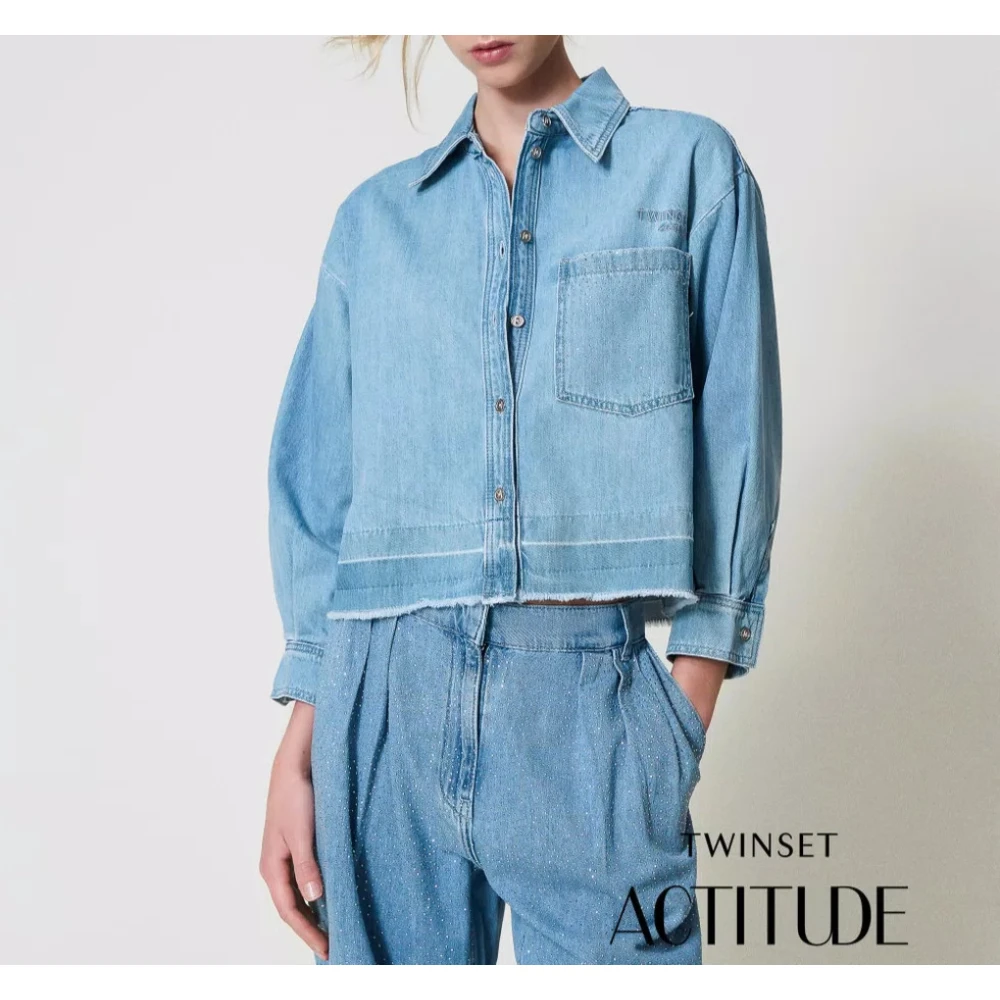 Twinset Denim overhemd met studs Blue Dames