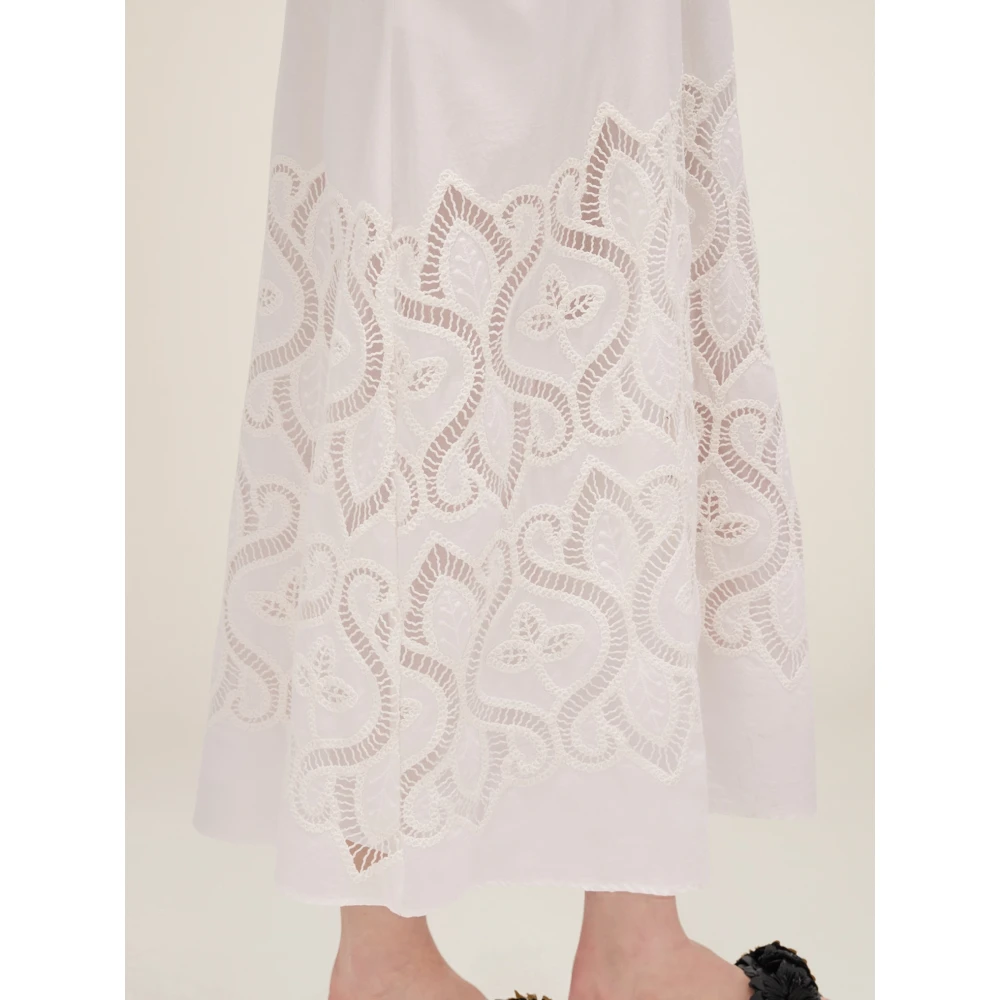 Oltre Maxi jurk met gehaakt borduursel White Dames