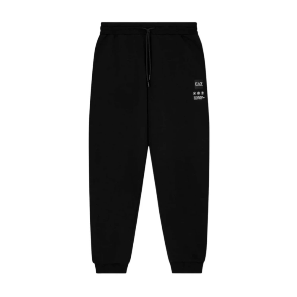 Emporio Armani Ea7 Homme Noir Pantalons, Taille: Xl Logo Patch Drawstring Pantalons De Survêtement