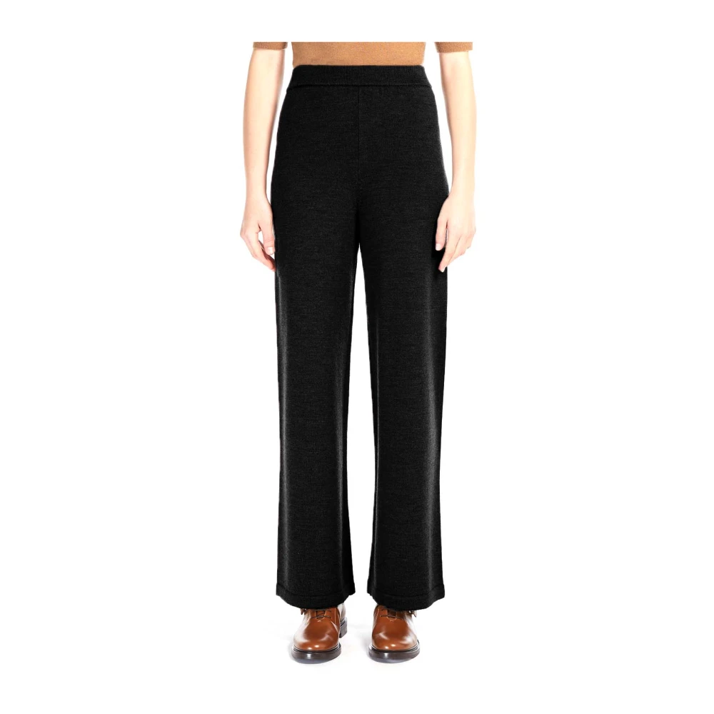 Max Mara Wollen broek met rechte pijpen Black Dames