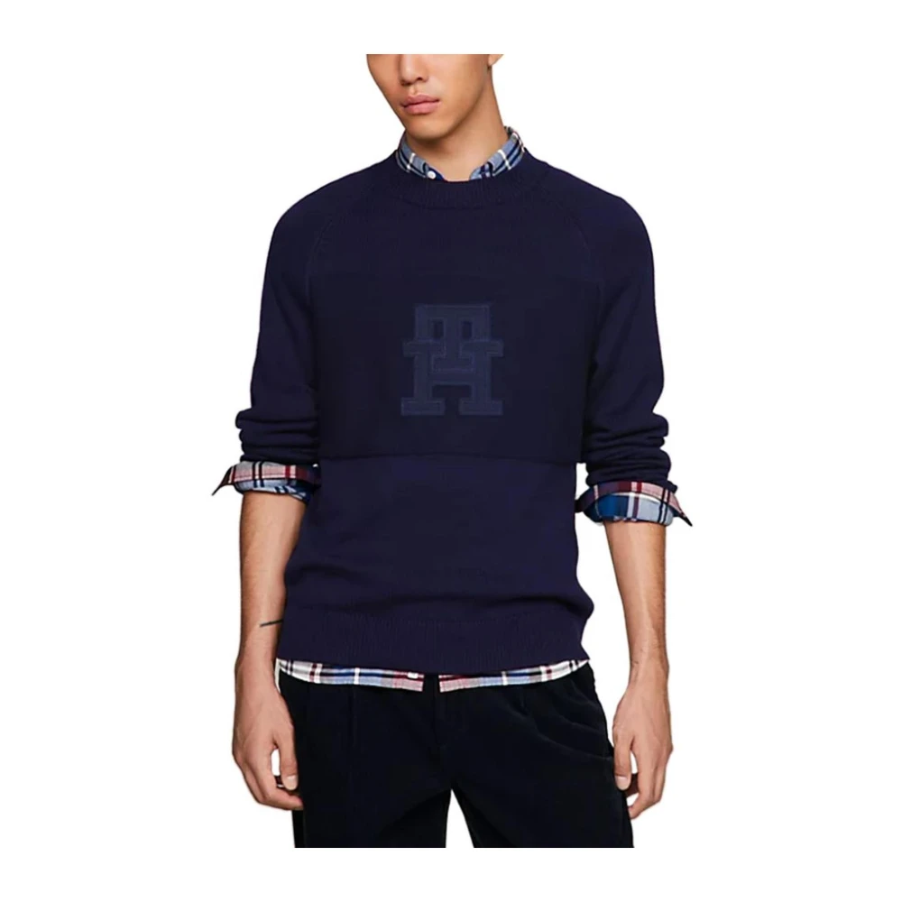 Tommy Hilfiger Blauwe Katoenen Gebreide Trui Blue Heren
