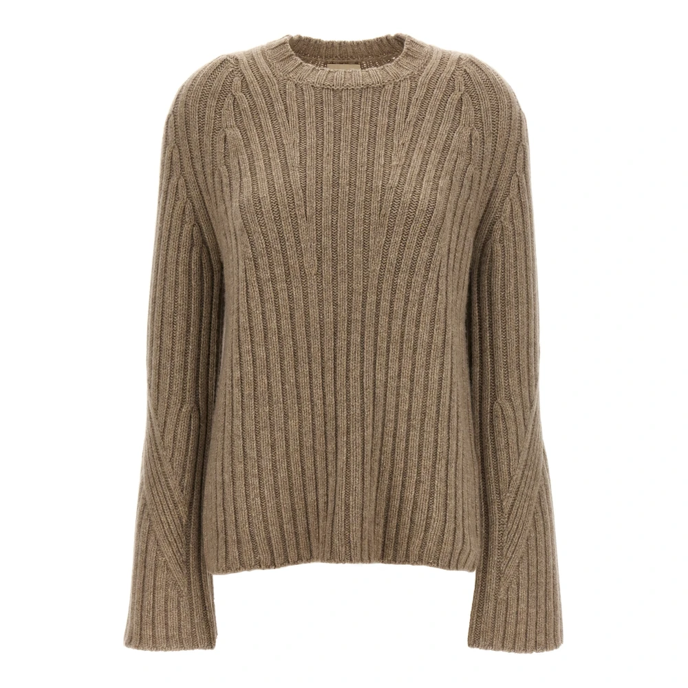 Khaite Women's Beige Cashmere Knitwear, M, Calvin Ribbed Cashmere Jumper