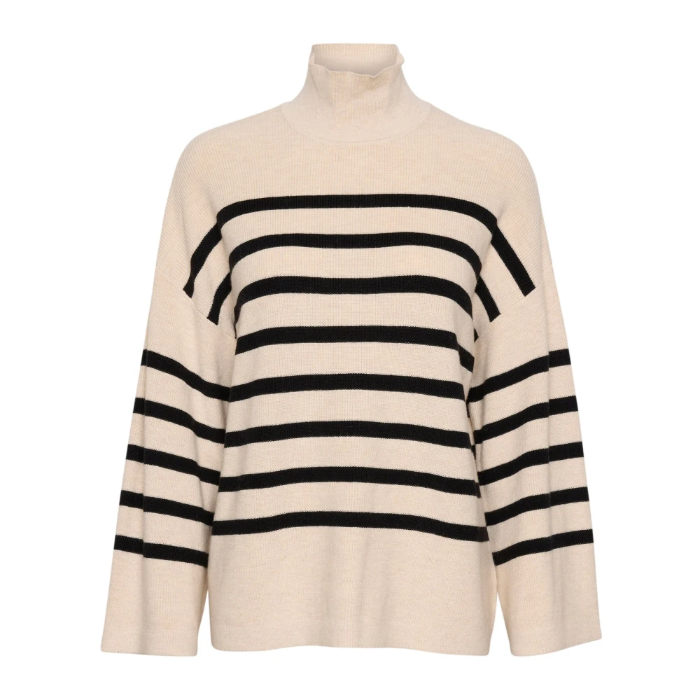 InWear Gestreepte Pullover Trui French Oak Black Beige Dames
