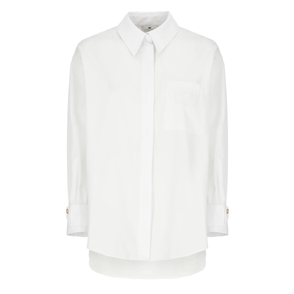 Elisabetta Franchi Witte Viscose Shirt met Kraag White Dames