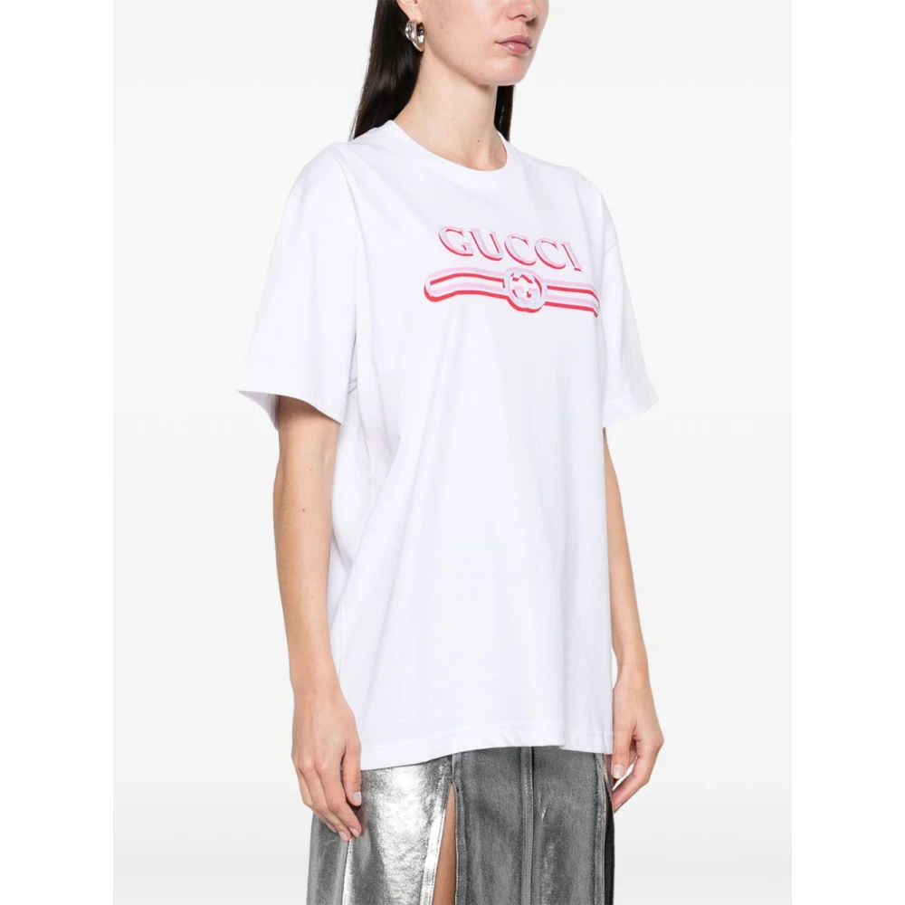 Gucci Witte Crew Neck T-shirts en Polos White Dames