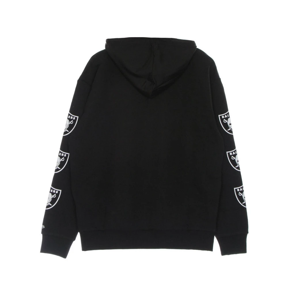 new era Lasrai Black Distressed Sleeve Print Hoodie Black Heren