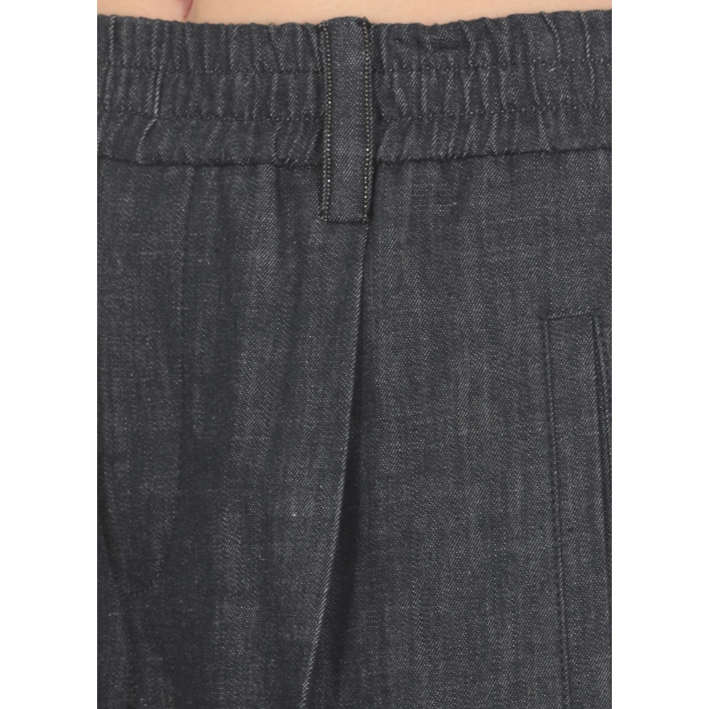 BRUNELLO CUCINELLI Blauwe Katoenen Slim-Fit Broek met Elastische Taille Blue Dames