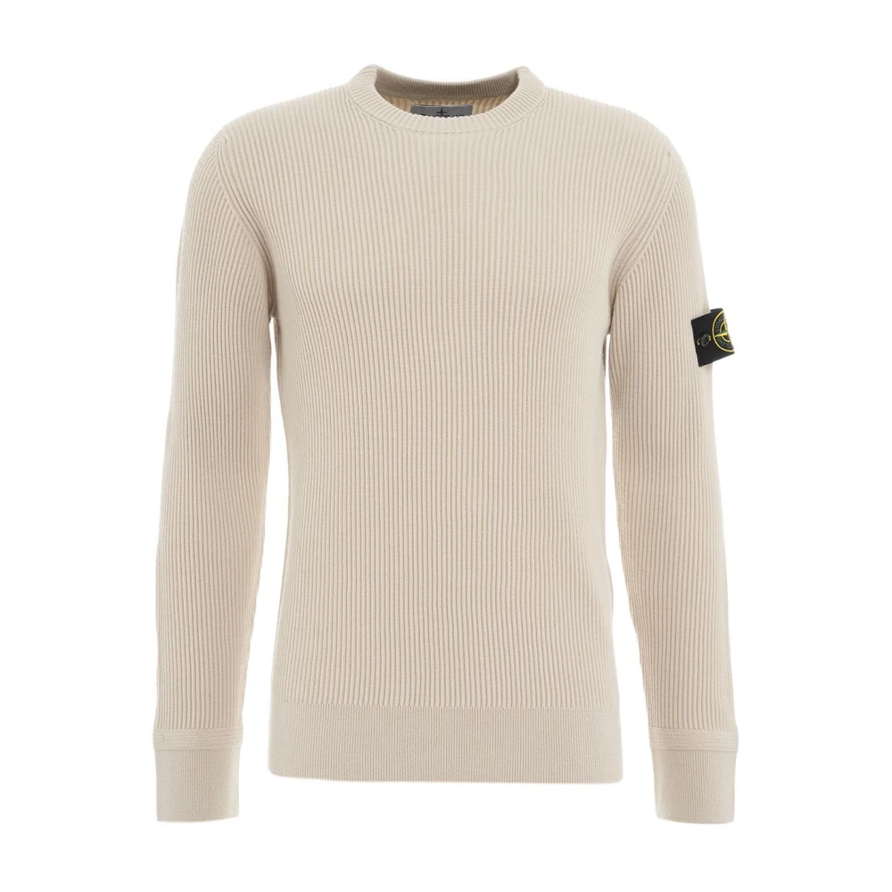 Stone Island Klassisk Rundhalsad Stickad Tröja Beige, Herr