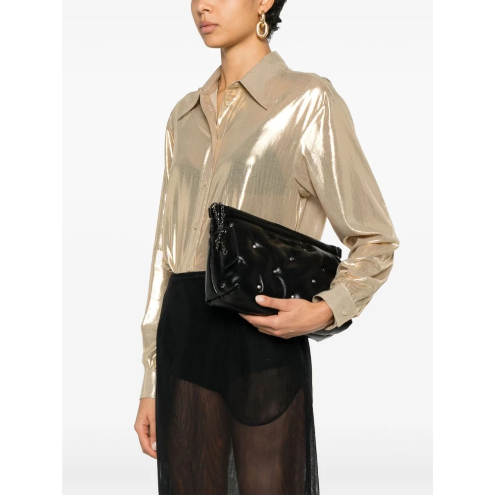 Liu Jo Zwarte Eco-leren Schoudertas met Strass Black Dames