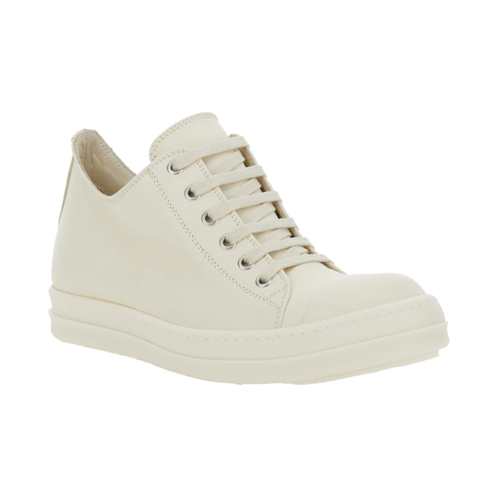 Rick Owens Witte lage leren sneakers White Dames