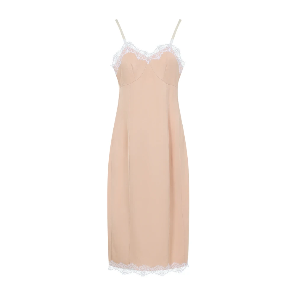 Carven Beige Midi Dresses, Female, M, Lingerie Viscose Midi Dress