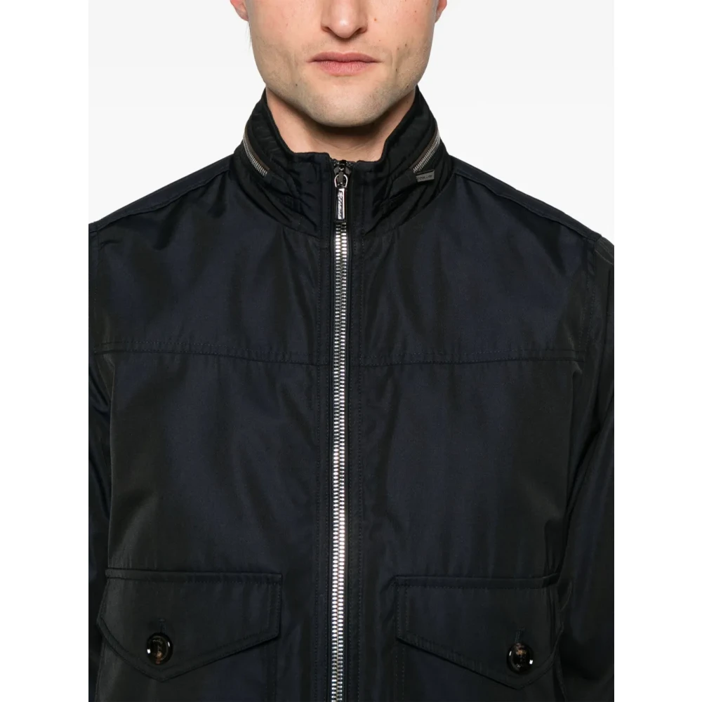 Moorer Middernachtblauwe Hoodiejas met Dubbele Rits Blue Heren