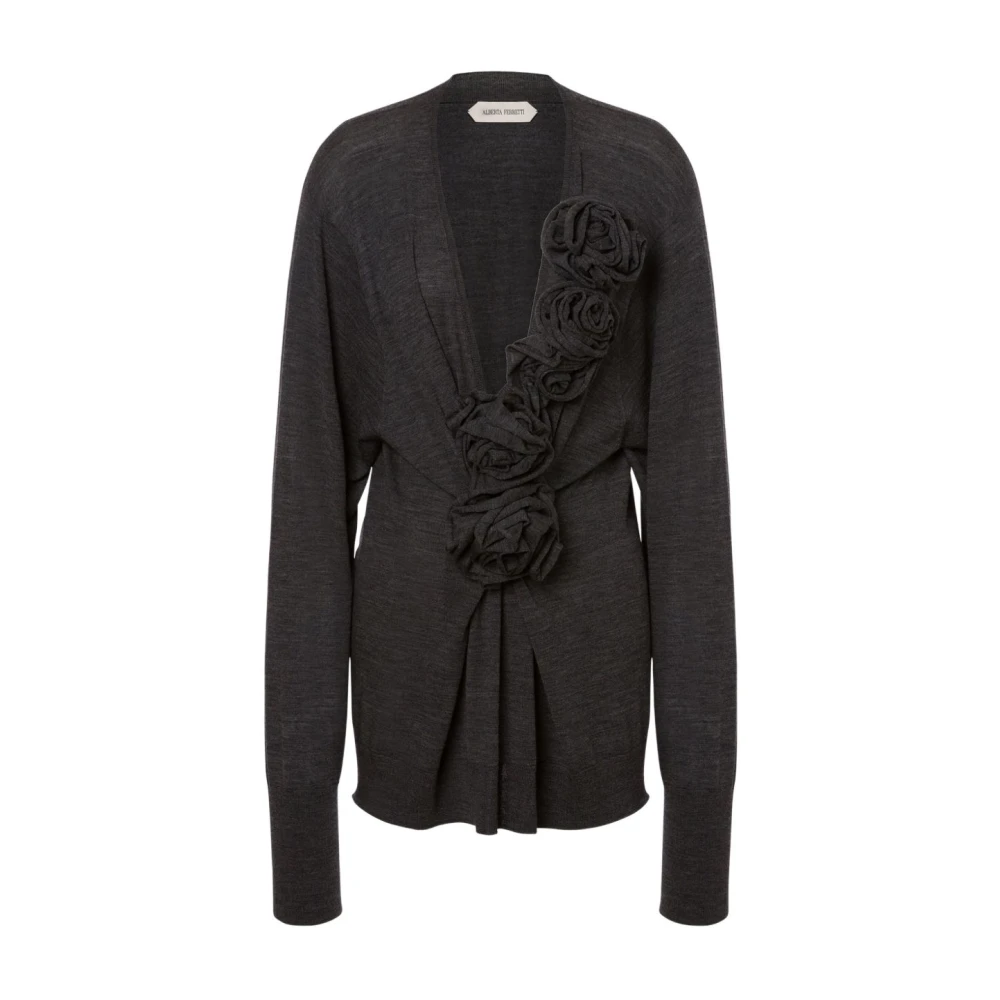 Alberta Ferretti Women's Gray Cardigans, S, Knit Cardigan