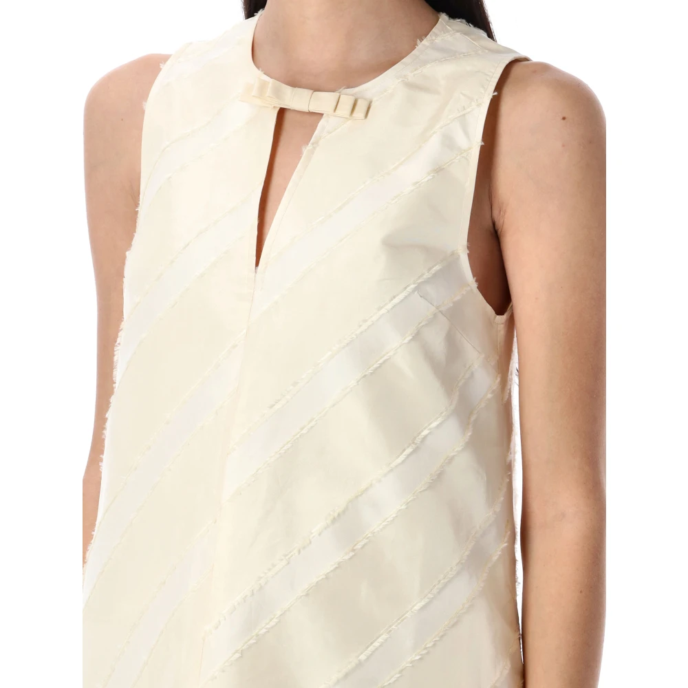 Ganni Off White Gestreepte Mini Jurk White Dames