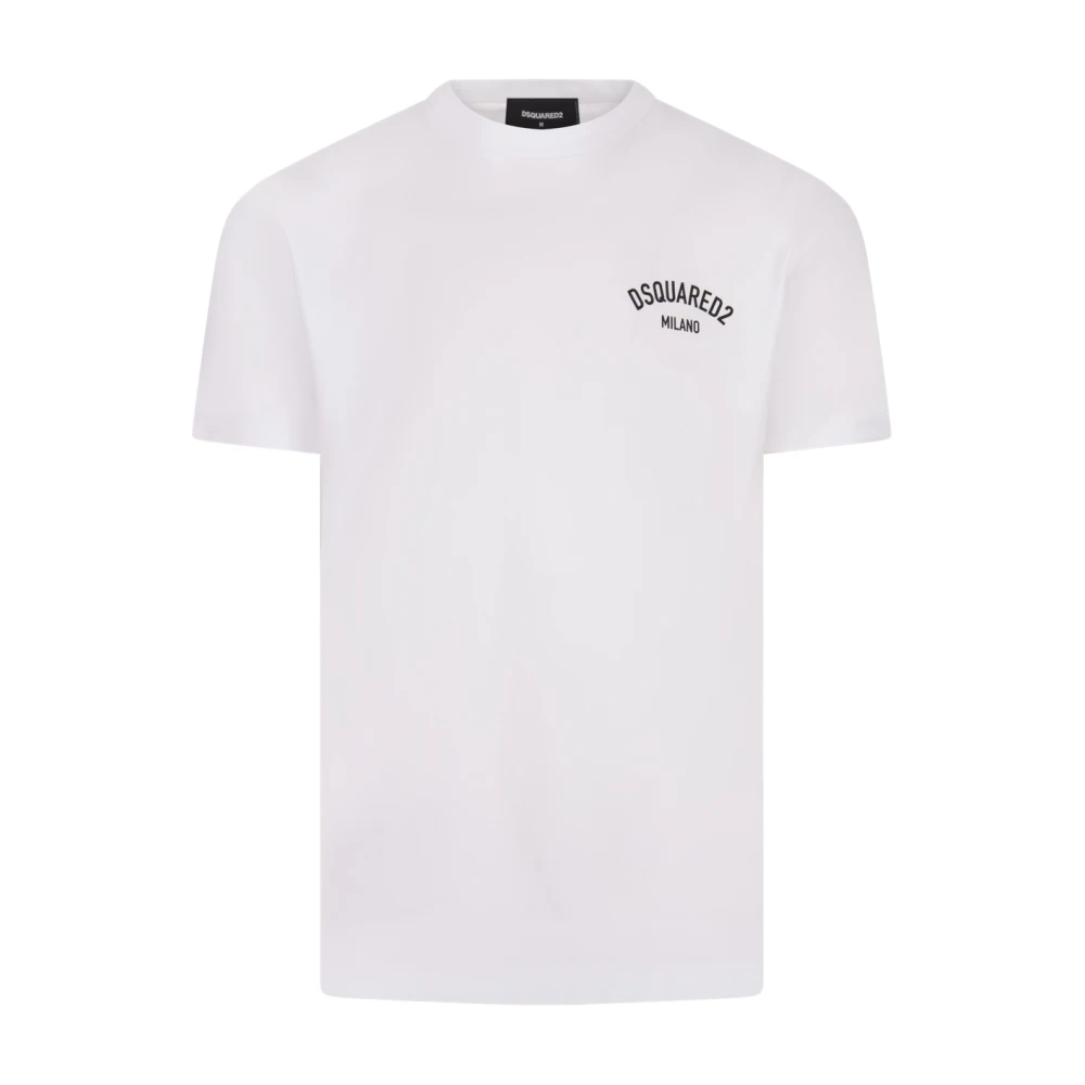 Dsquared2 Wit Katoenen T-shirt met Bedrukte Tekst White Heren