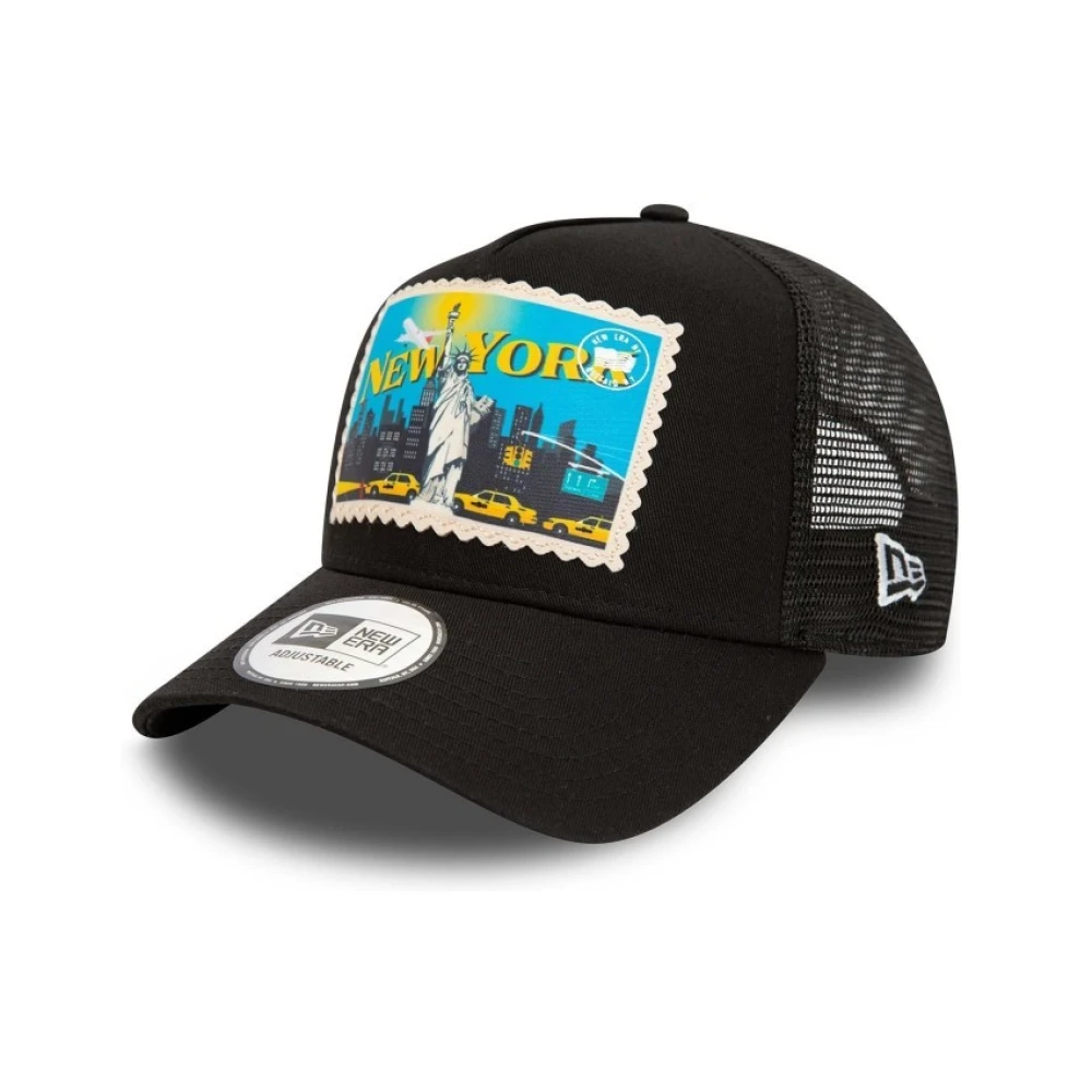 new era Zwarte New York Postkaart Trucker Cap Black Heren