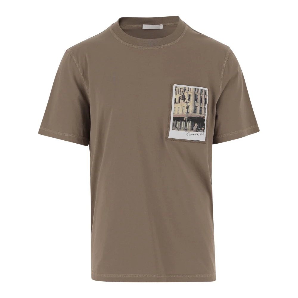 Helmut Lang Katoenen Postkaart Print T-shirt Brown Heren