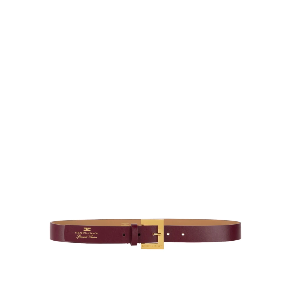 Elisabetta Franchi Rouge Noir Leren Riem met Logo Red Dames