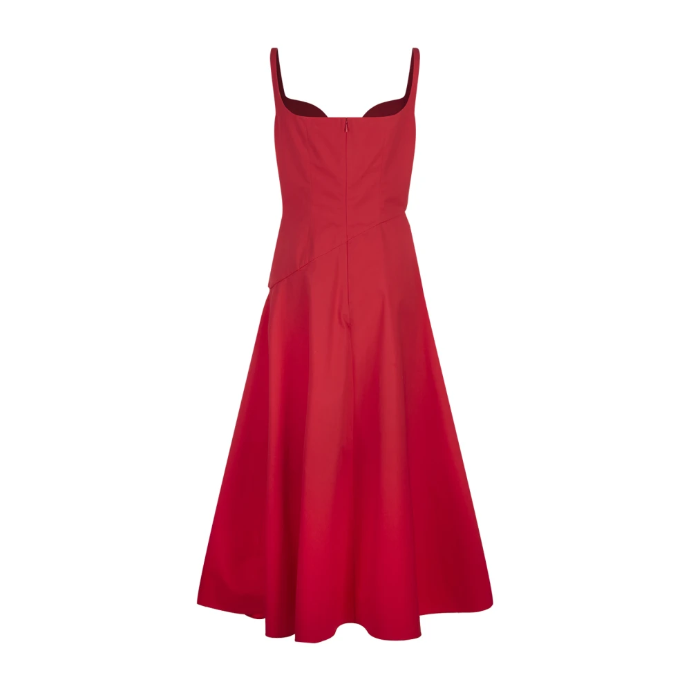 alexander mcqueen Rode Midi Jurk met Sweetheart Halslijn Red Dames