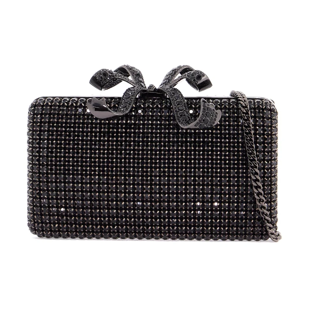 Self Portrait Kristal Mesh Clutch met Strik Black Dames