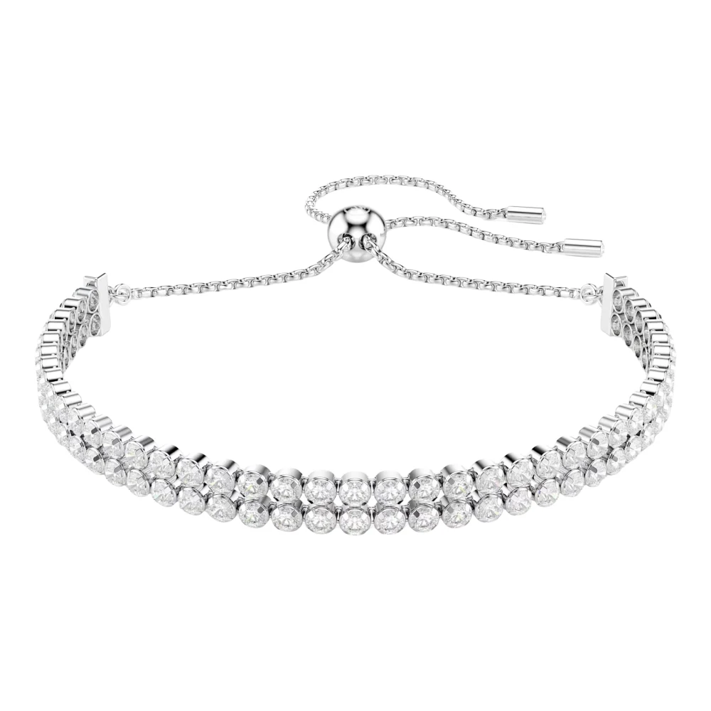 Swarovski Unisex Gray Bracelets, One Size, Matrix Tennis Bracelet White Rhodium-Plated 5678252